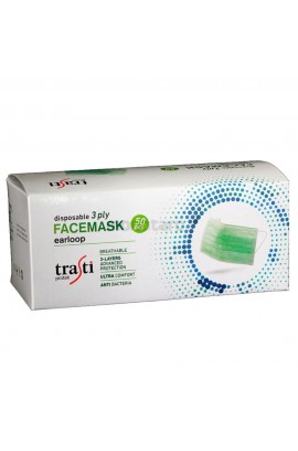 Trasti Face Mask 綠色三層外科口罩 (50片裝)